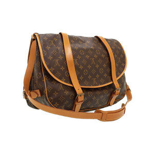 Louis Vuitton Monogram Brown Shoulder Saumur Leather Bag